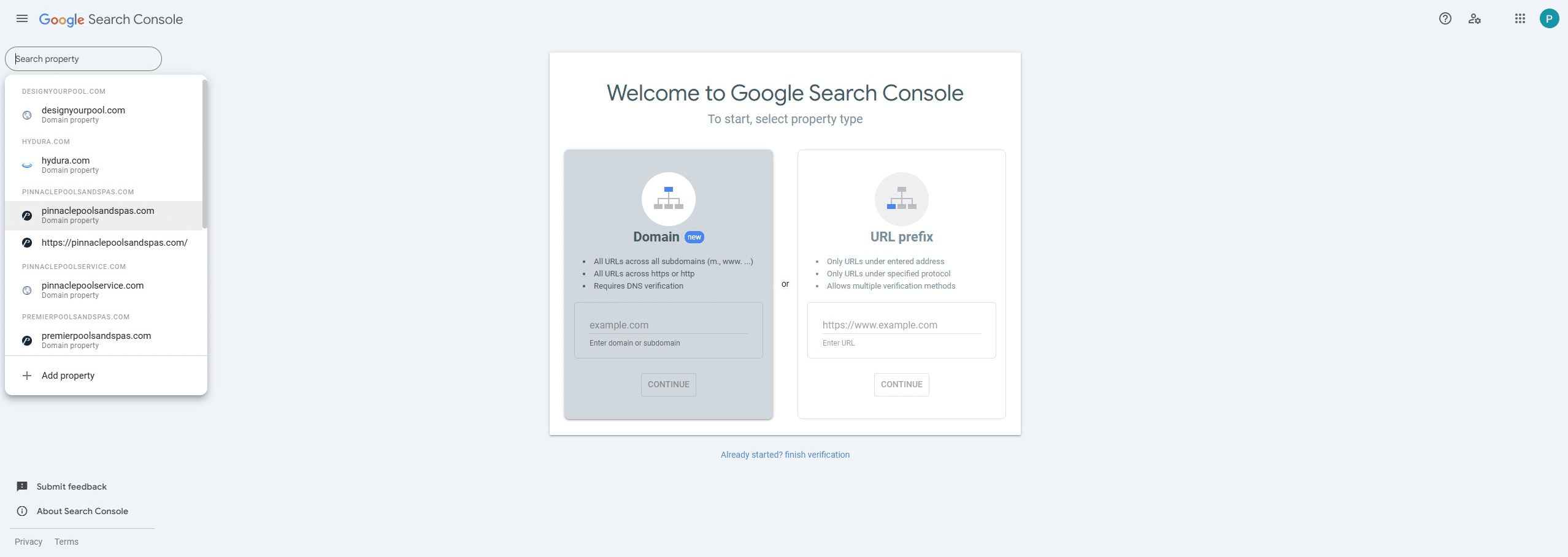 Click on the brand "Domain property"