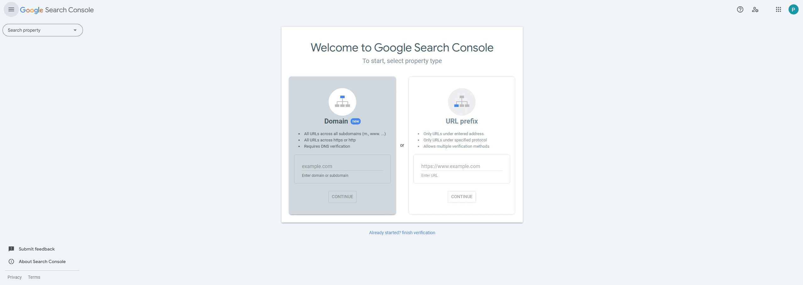 Click 'Search property'