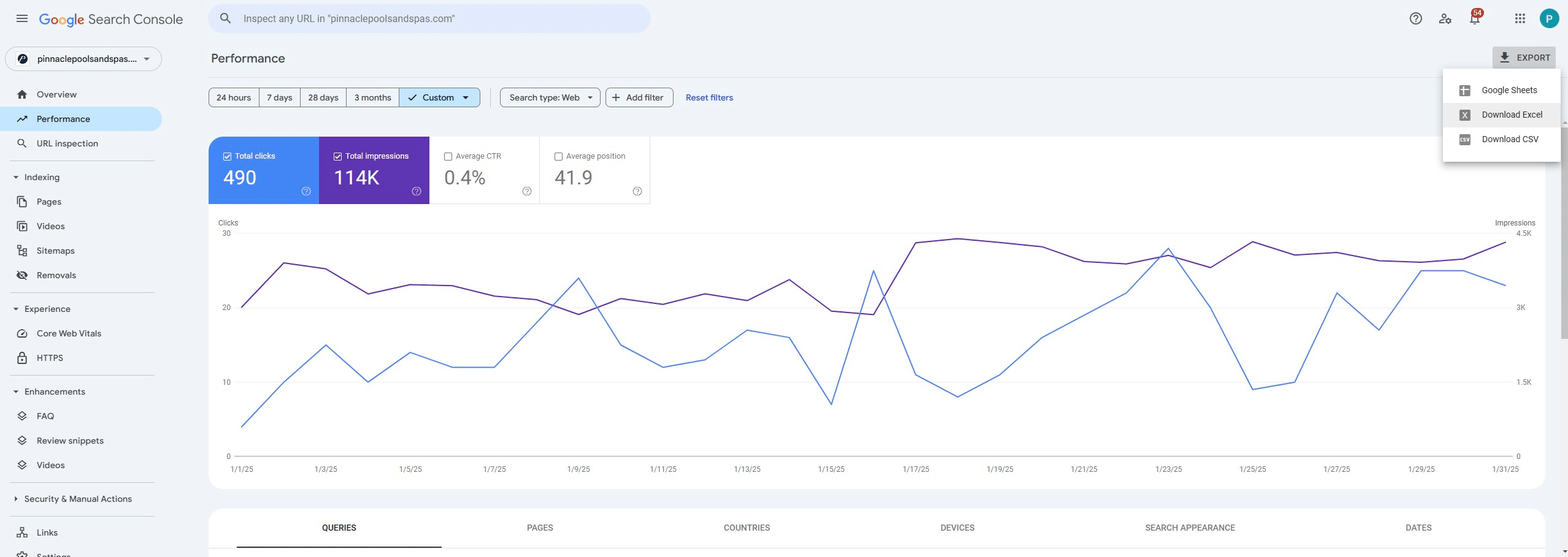 Click on "Download Excel"