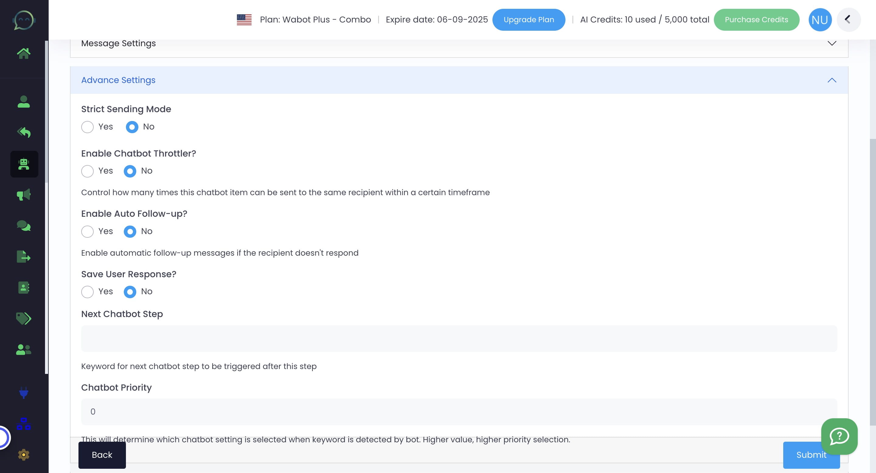 Click "yes" if you want to activate Strict Sending Mode