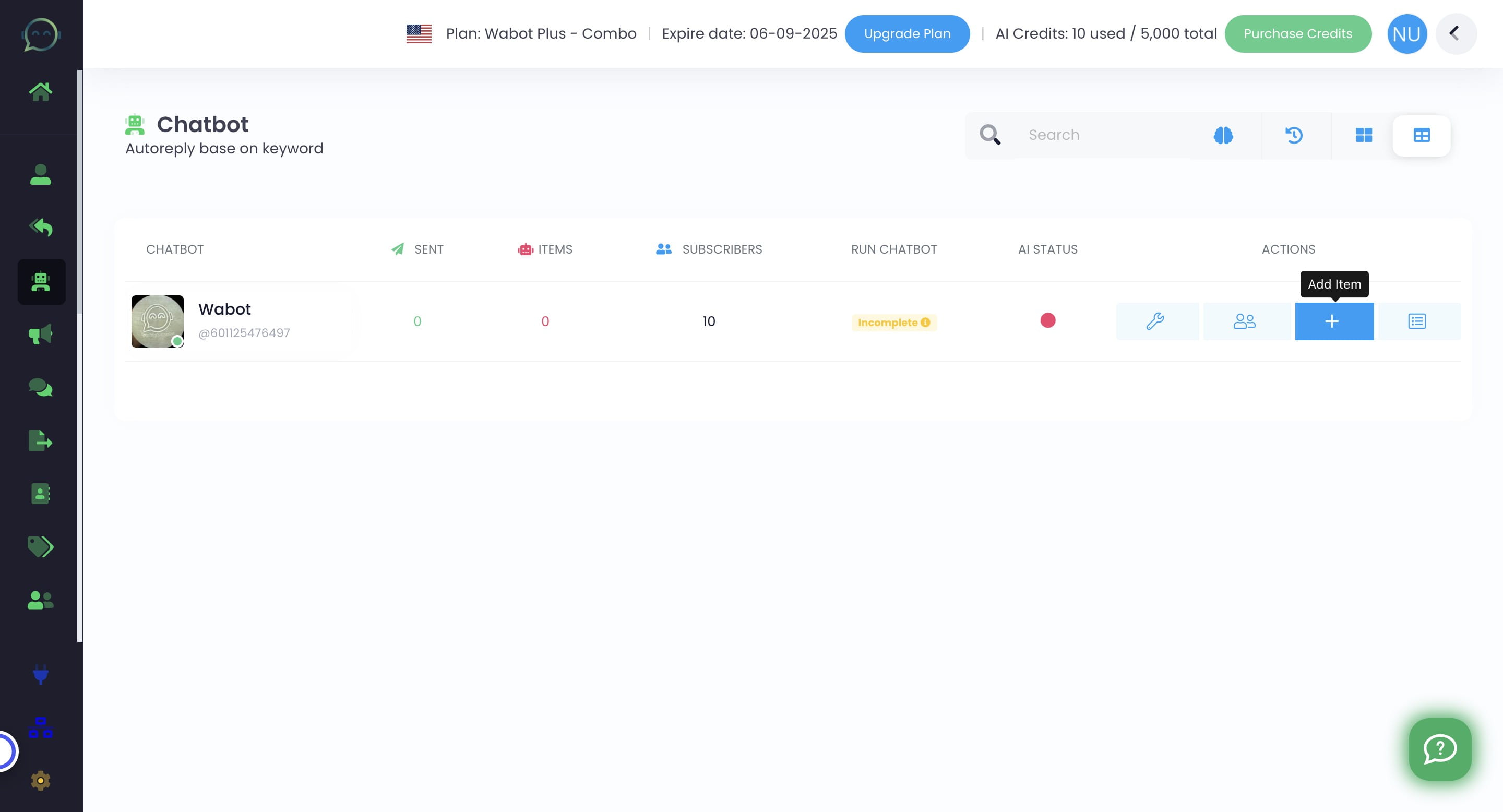 Click this icon to add item