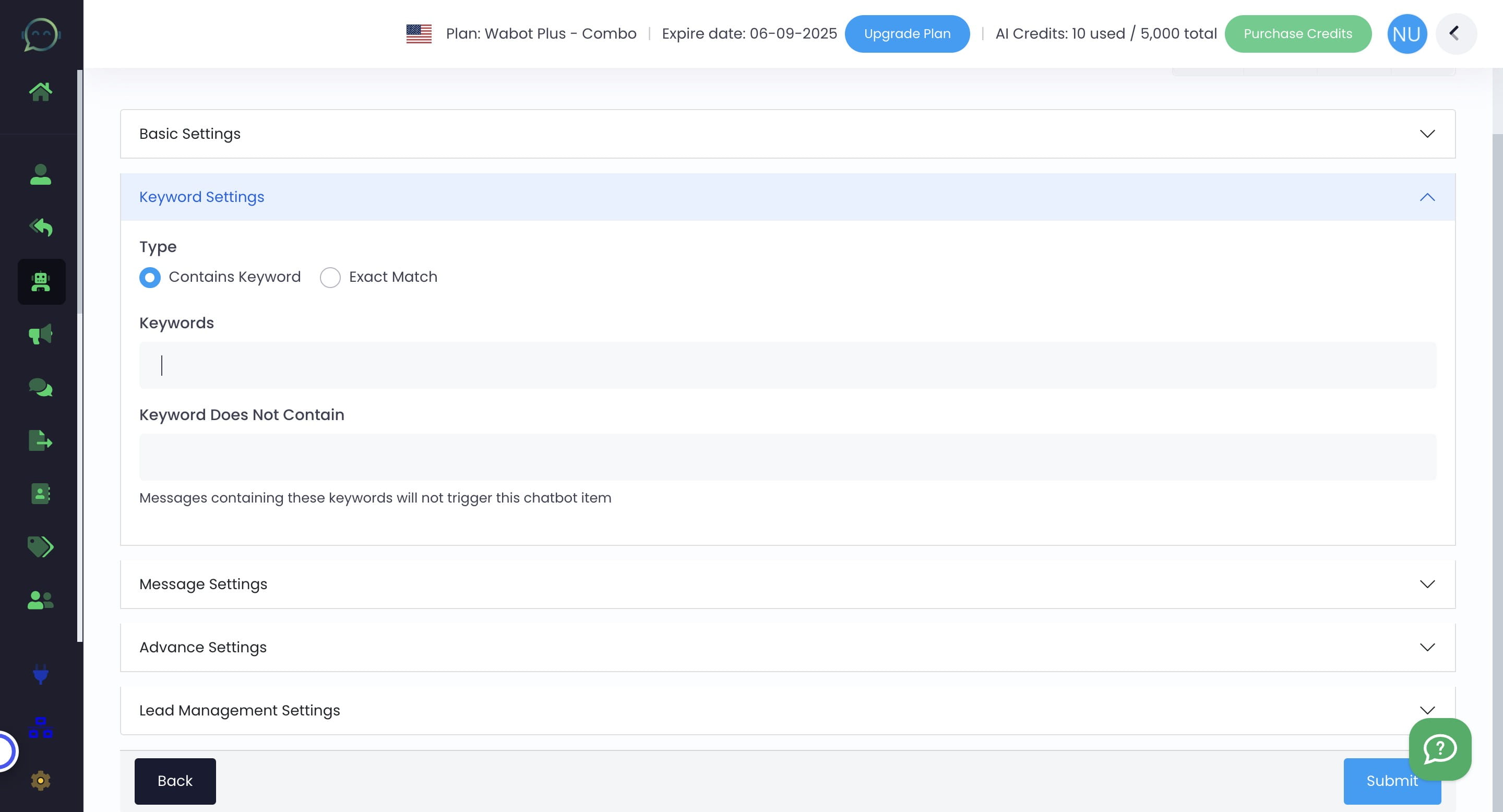 Insert common keywords that you believe customers typically use in their responses