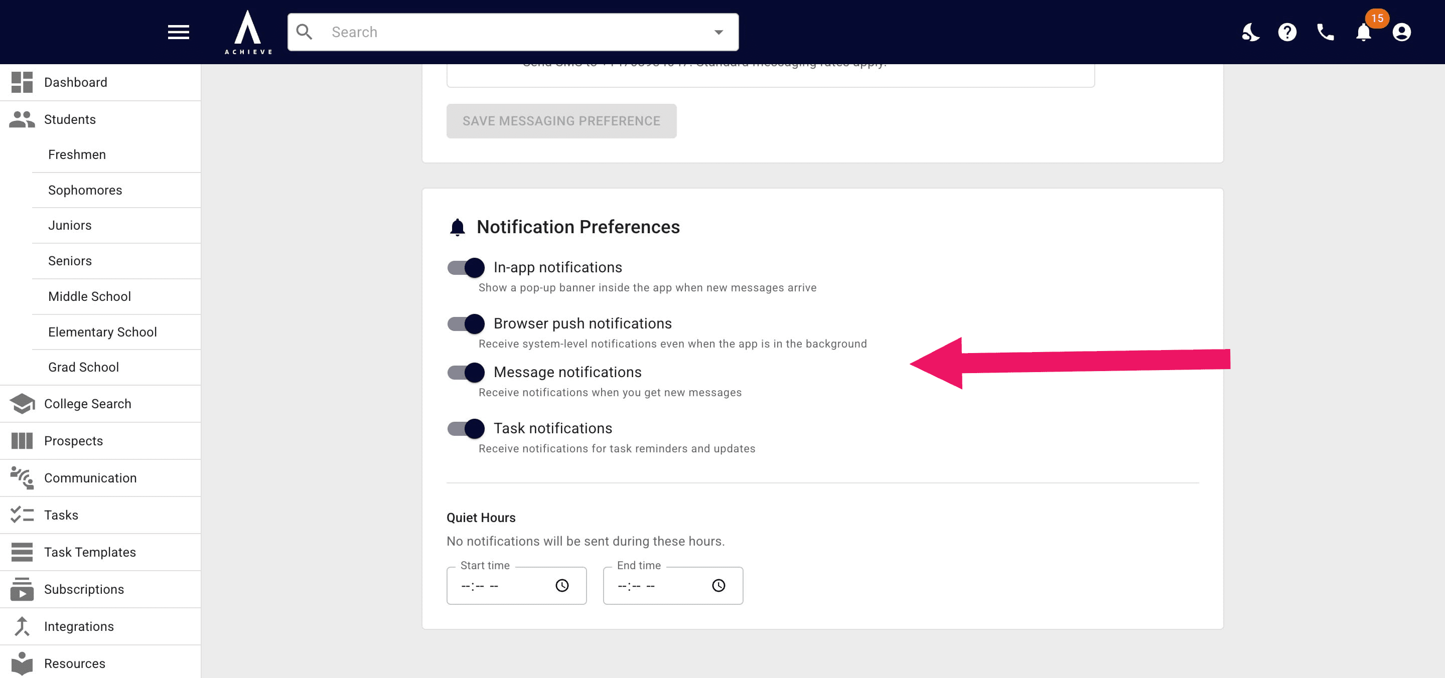 Change your notification preferences as needed