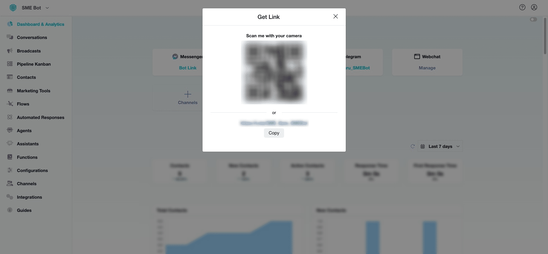Click on the link or scan the QR Code to test your Telegram SME Bot.