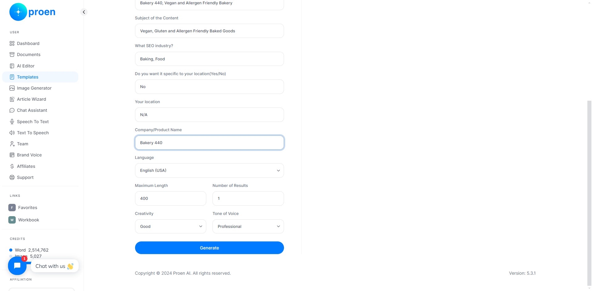 **Optional**: curate the content that will be generated 