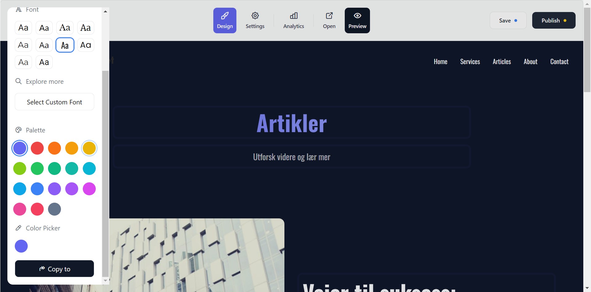 Klikk på ønsket tekstfarge