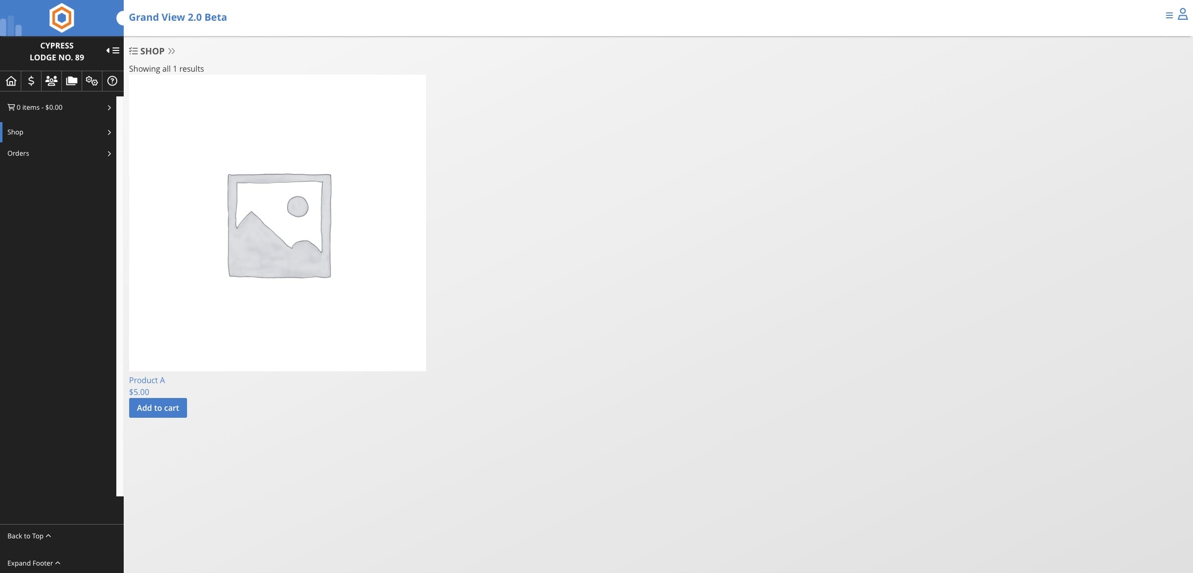 Select items by clicking on "Add to cart"