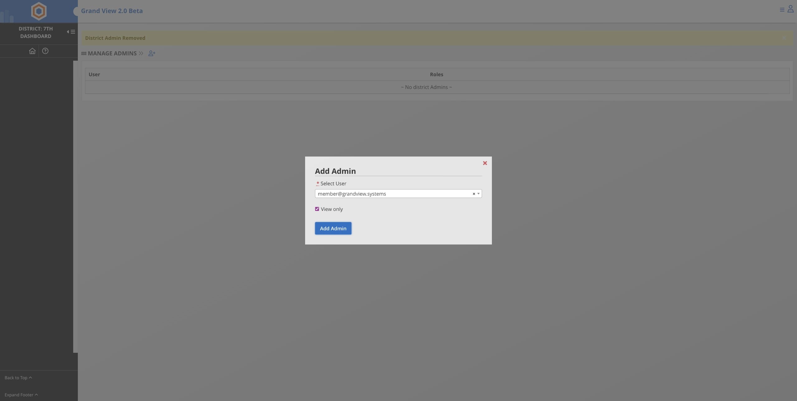 Click Add Admin