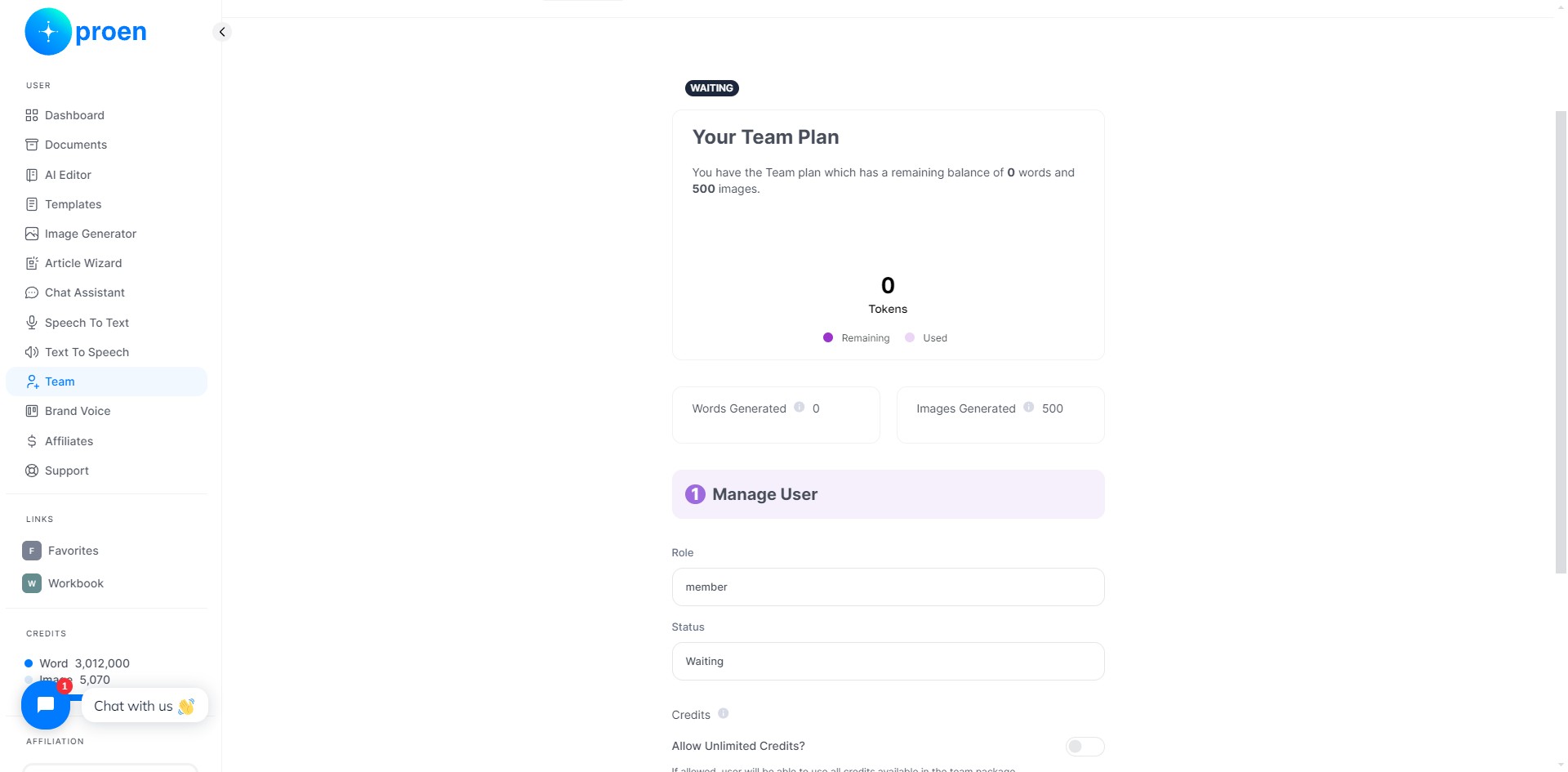 Here, you change and assign a role to a member