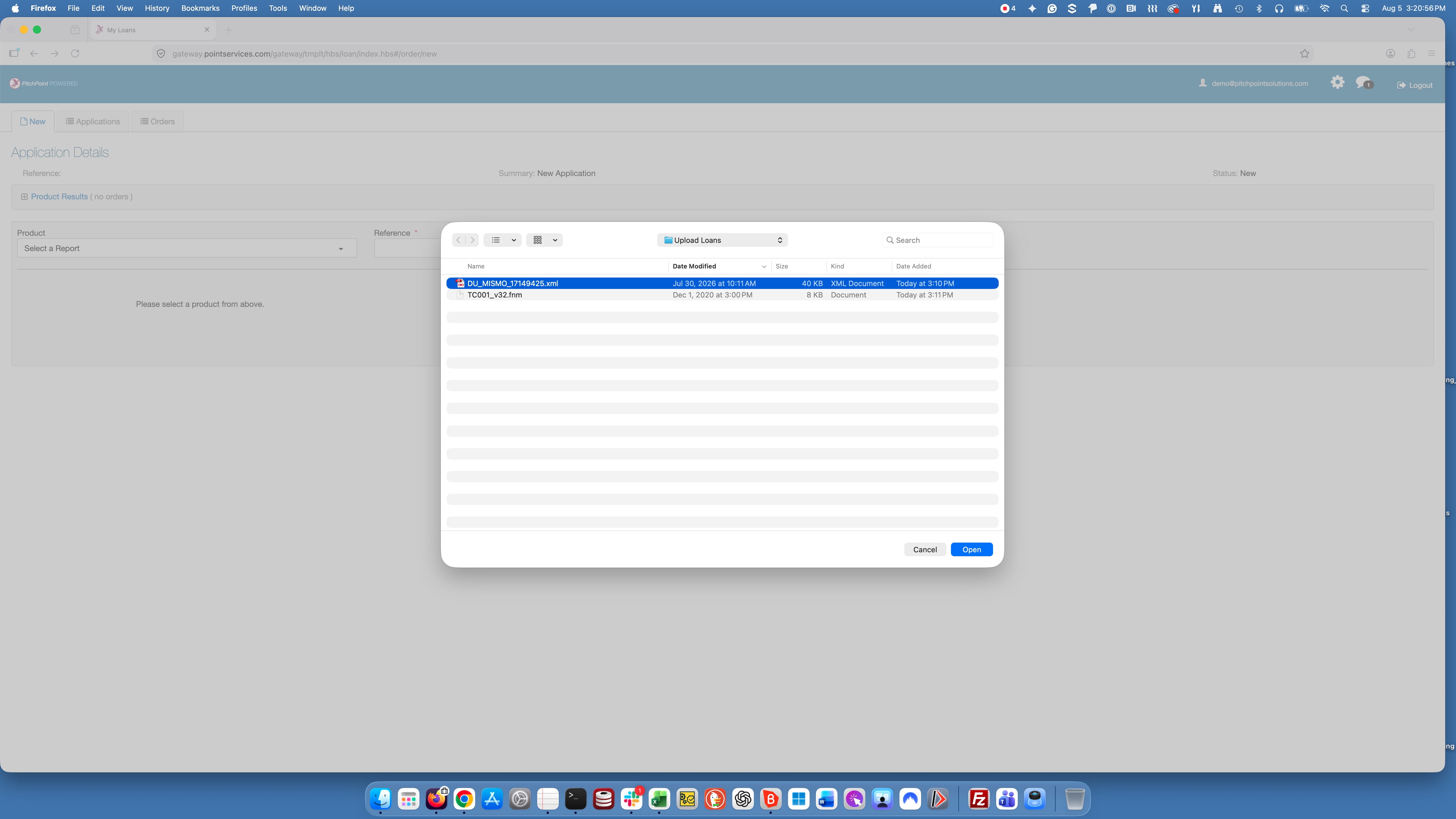 Select your loan file from your computer.