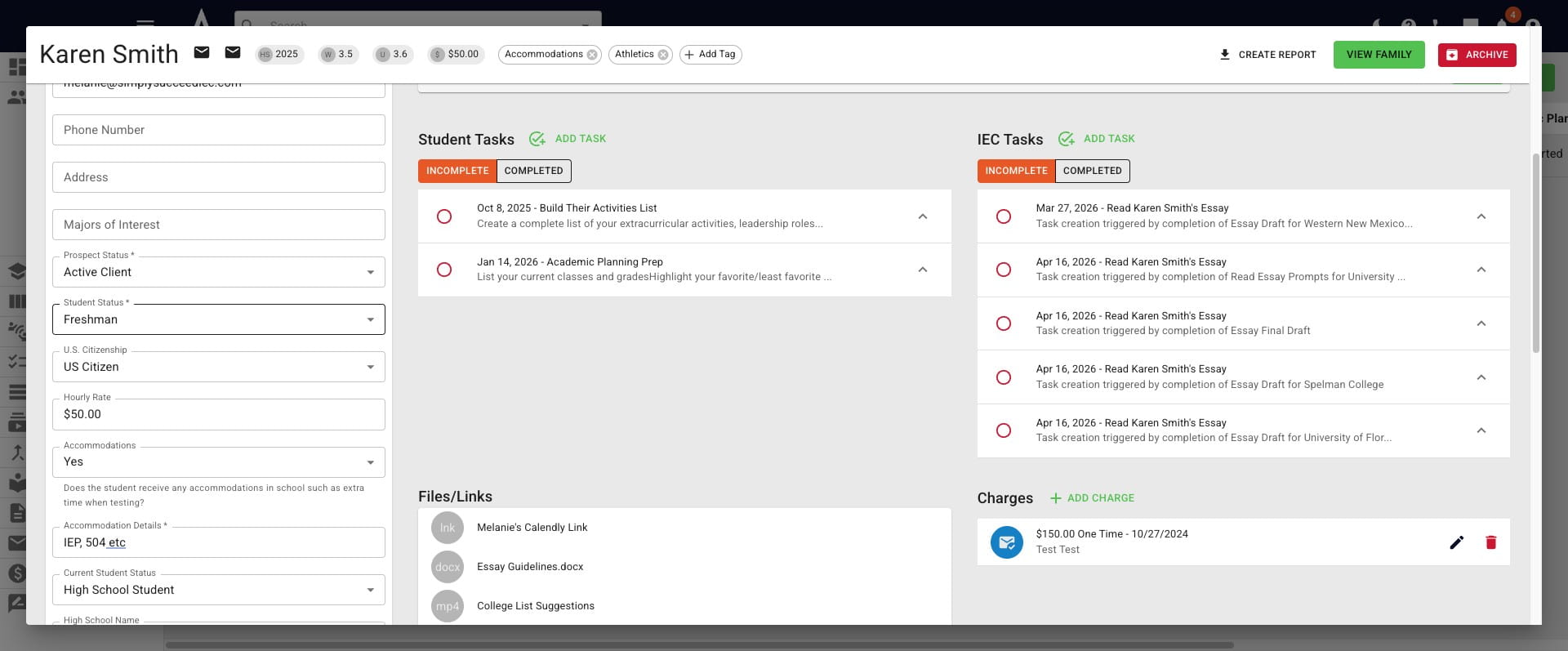 Click on the **Student Status** box and a drop-down menu will appear.