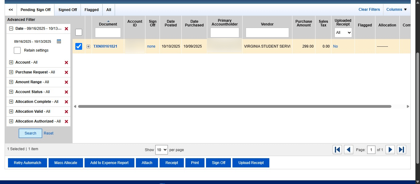 Then click Search to apply the new filtered date range.