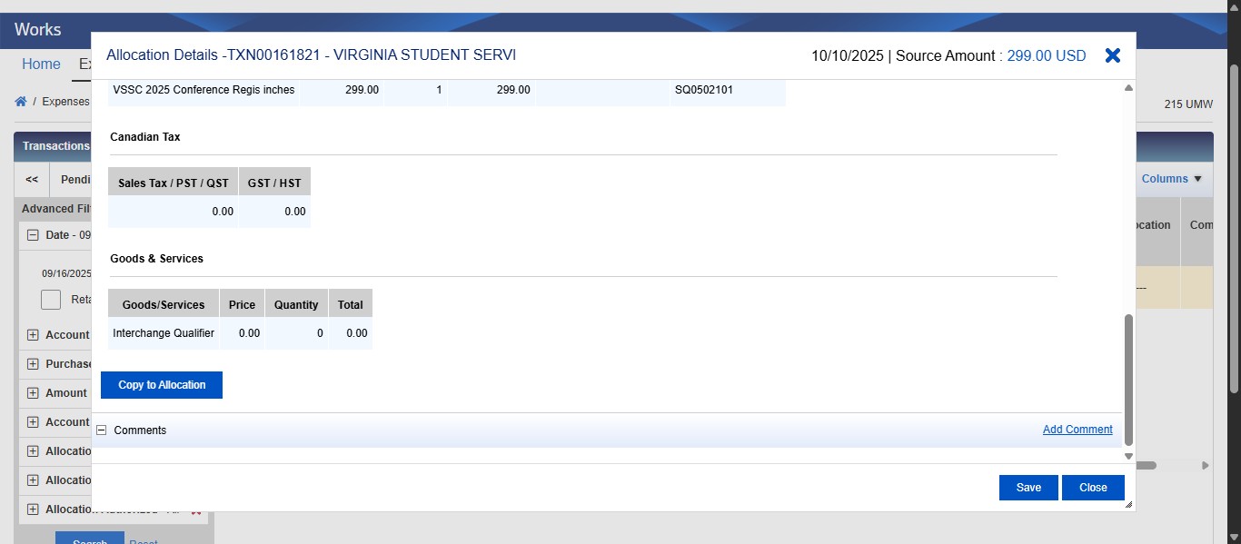 If you want to add a comment to your transaction, scroll down and click on "Add Comment" at the bottom right.