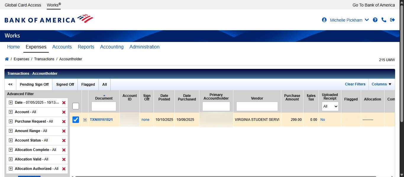Edit your date range in the Pending Sign Off tab to the appropriate date range. To edit the date, click on the date filter.
