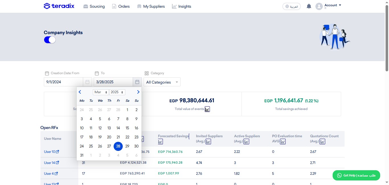 Specify the (to) date until which sourcing events where closed.