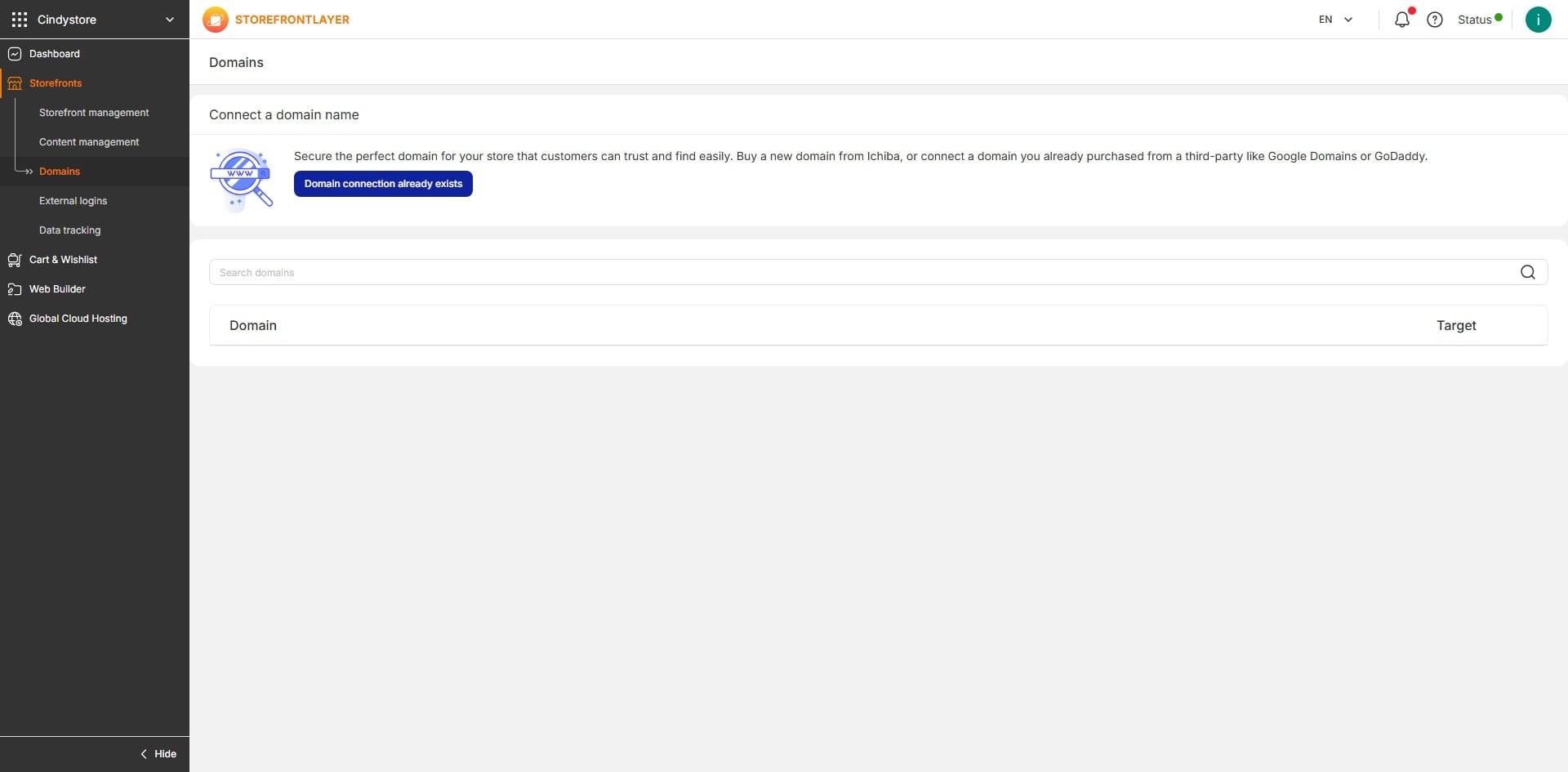 Click on "Domain connection already exists"