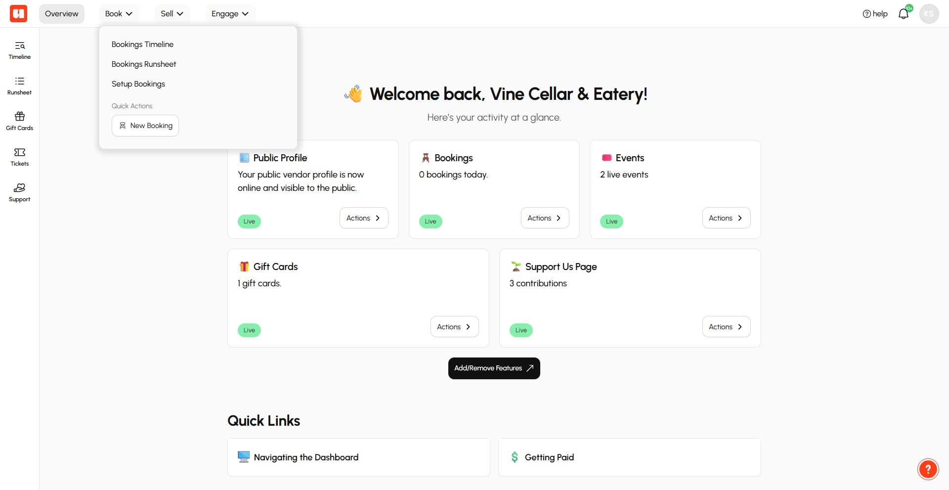 Select **Setup Bookings** from the Book menu