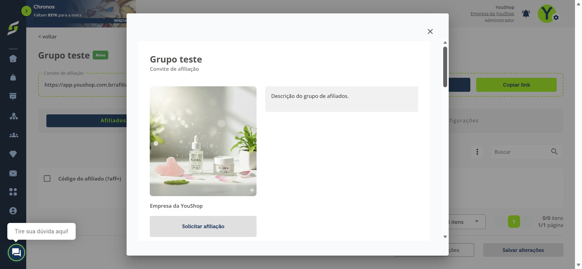 No convite, serão exibidos:
&nbsp;
Nome do grupo
&nbsp;
Imagem
&nbsp;
Descrição
&nbsp;
Produtos disponíveis