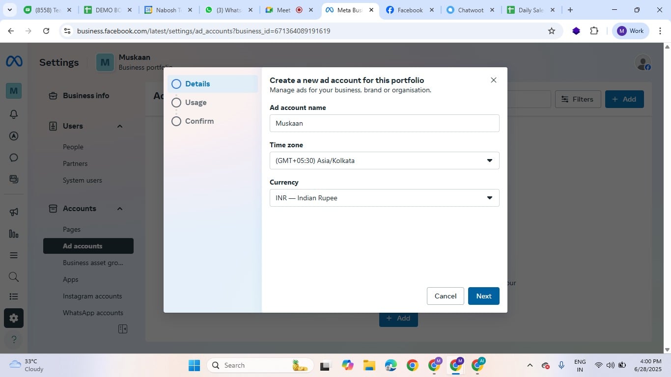 Add all details and click "Next".