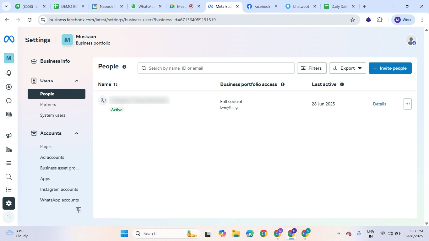 This is your **Business Info Page**. 
Here, you can add pages, people, ad accounts, and much more.