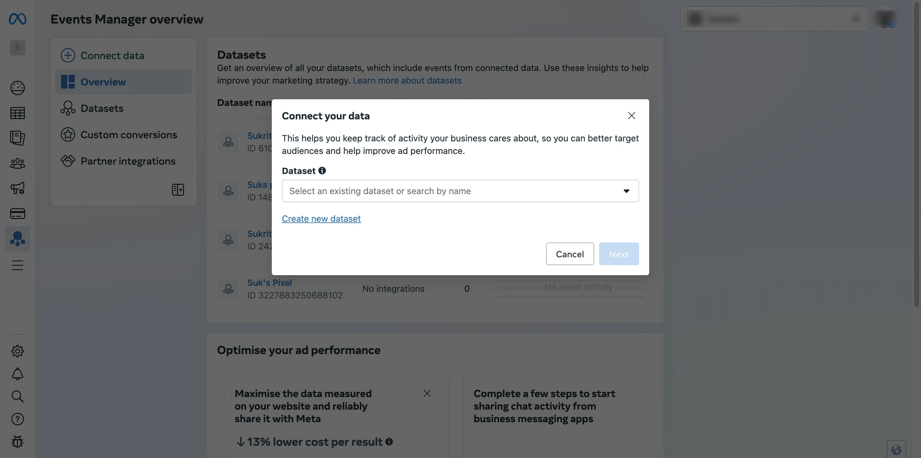 Click on "**Create new dataset**"
