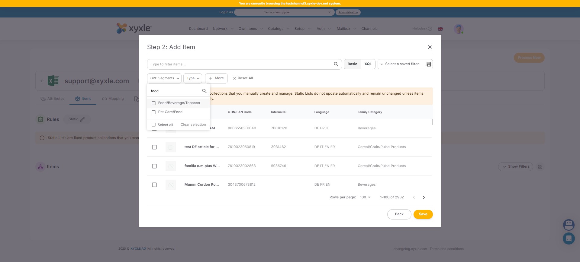 Click here and you can search a certain Segment, for this example we have used "Food/Beverage/Tobacco".