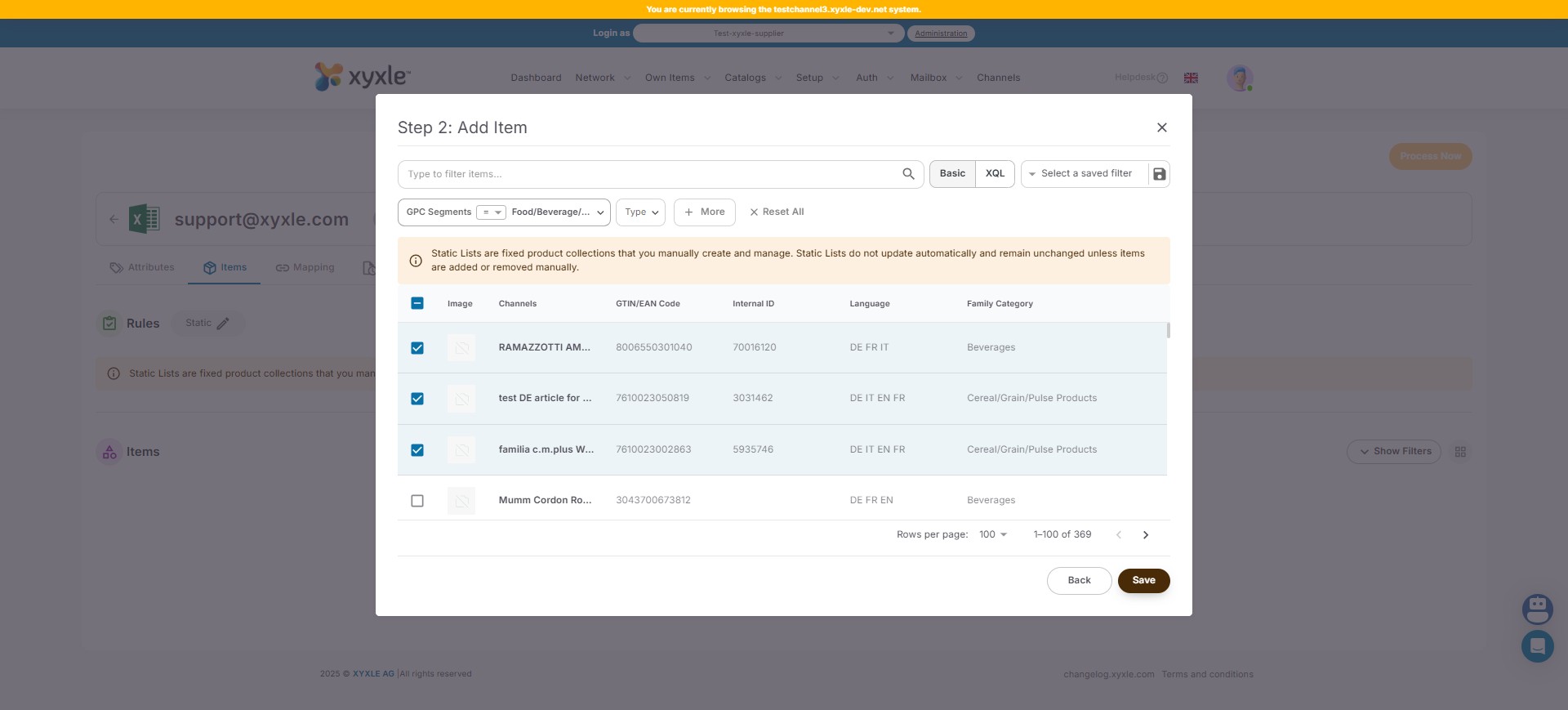 From the Items list you can choose whatever articles you need, for this example I have choosen just 3 articles.