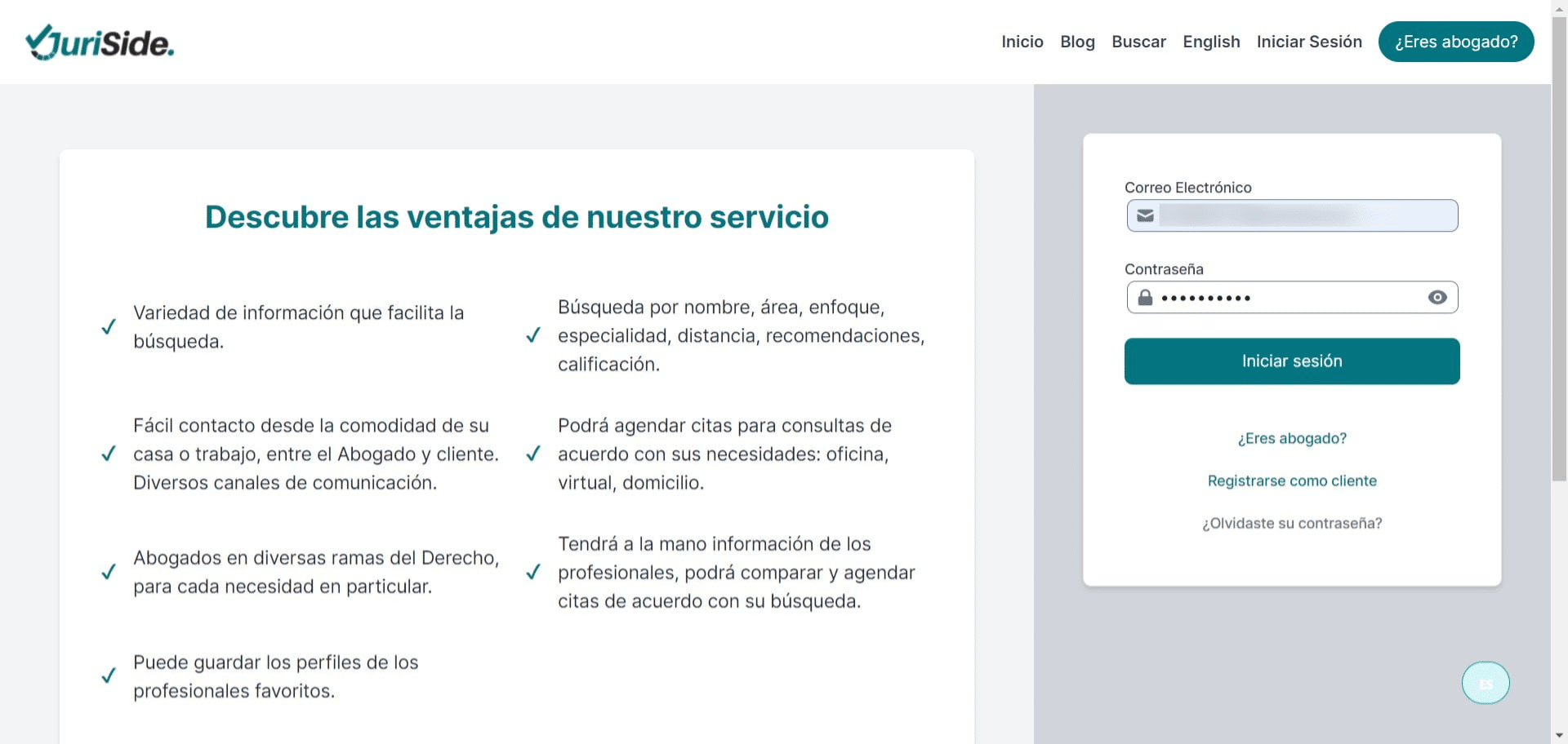 Inicie sesión en su perfil registrado. En este apartado debe poner el correo electrónico y la contraseña.