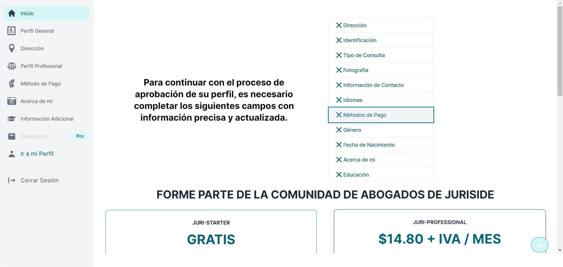 Métodos de pago que usted acepta.