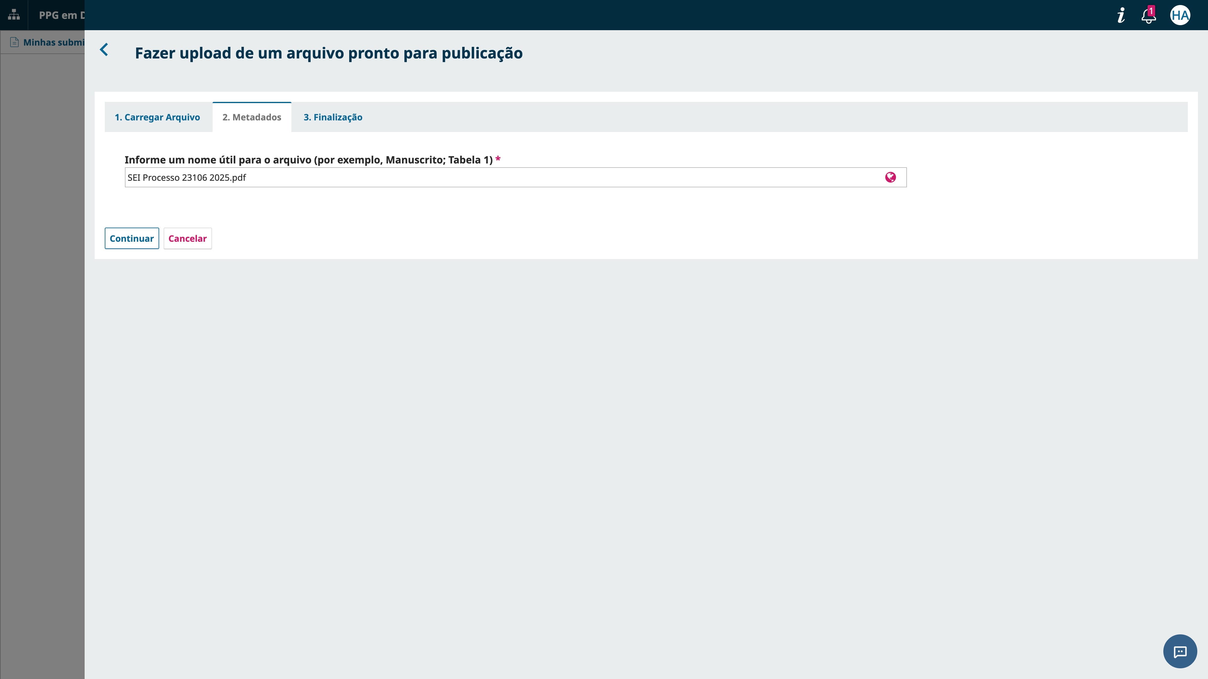 Você tem a opção de mudar no nome do arquivo, mas isso não é essencial. Clique em "Continuar".