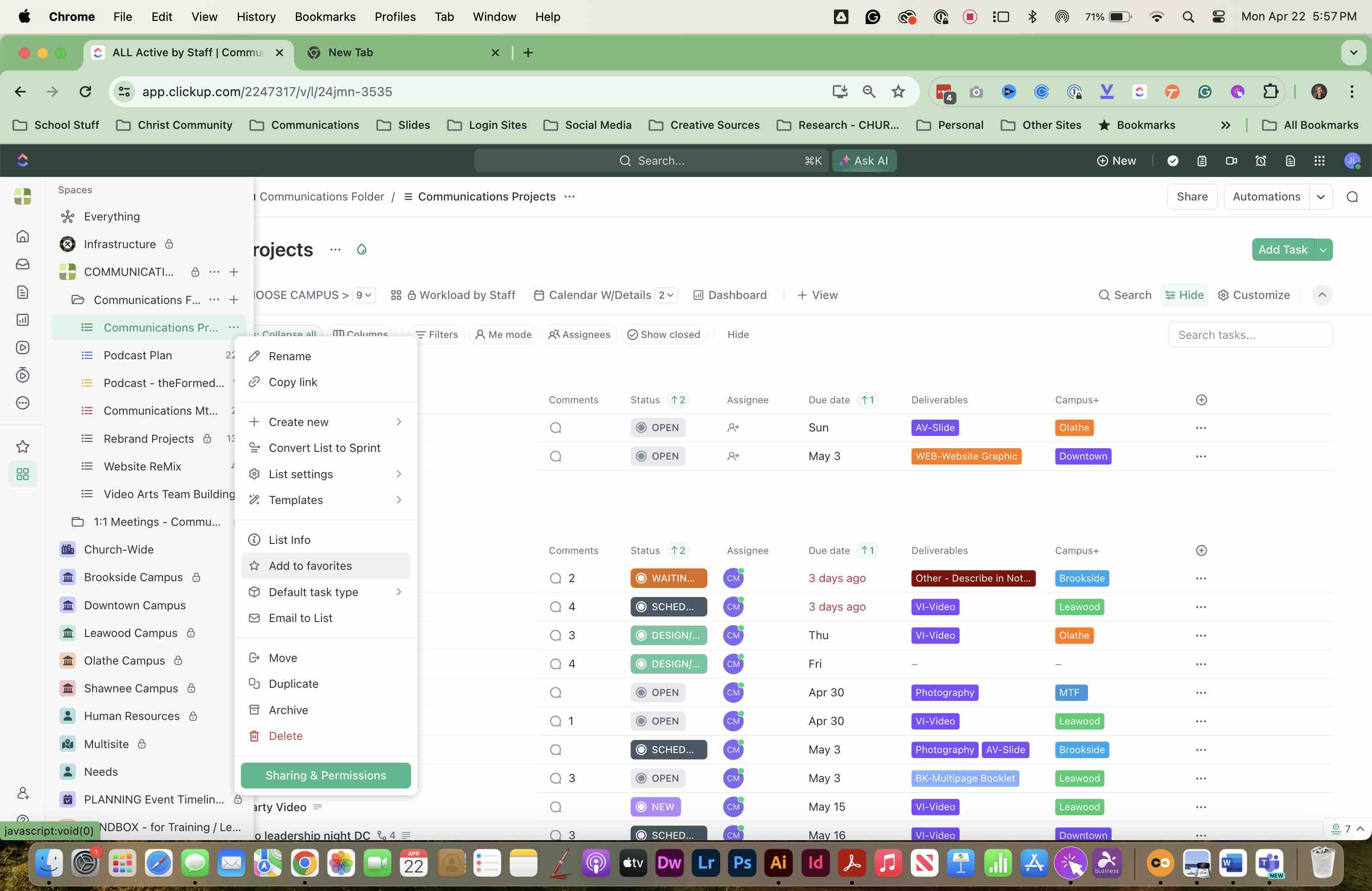 SELECT "Add to favorites"
Repeat this for any LISTS or TASKS that you want to add to YOUR MENU
