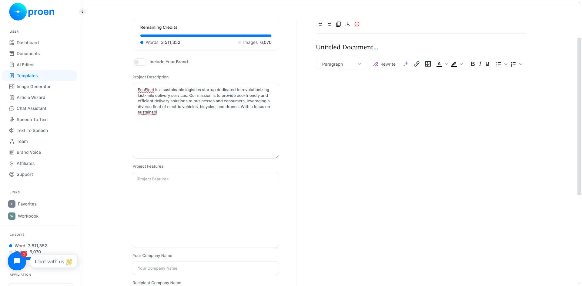 Provide a list of the project features