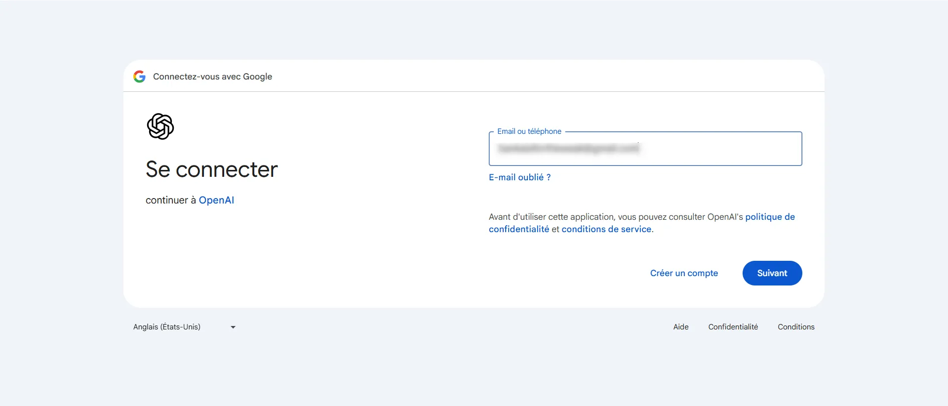 Si vous avez un compte Google, connectez vous en utilisant votre compte et votre mot de passe Google.