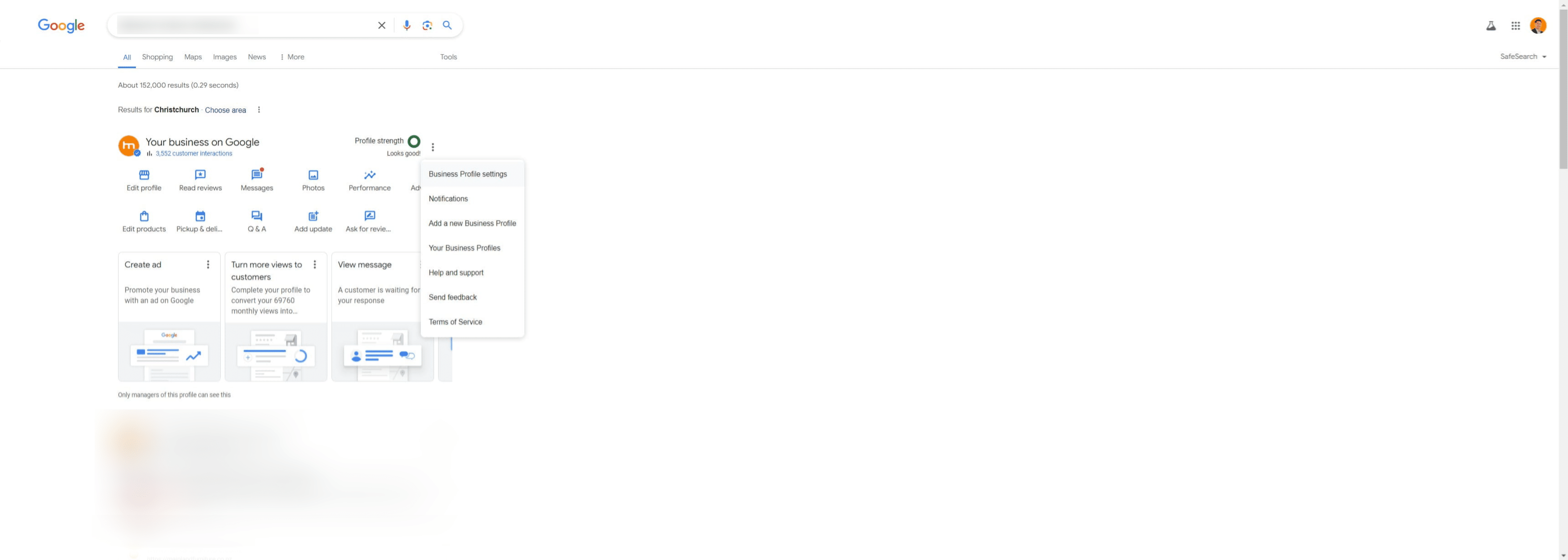 Click on "Business Profile settings"
