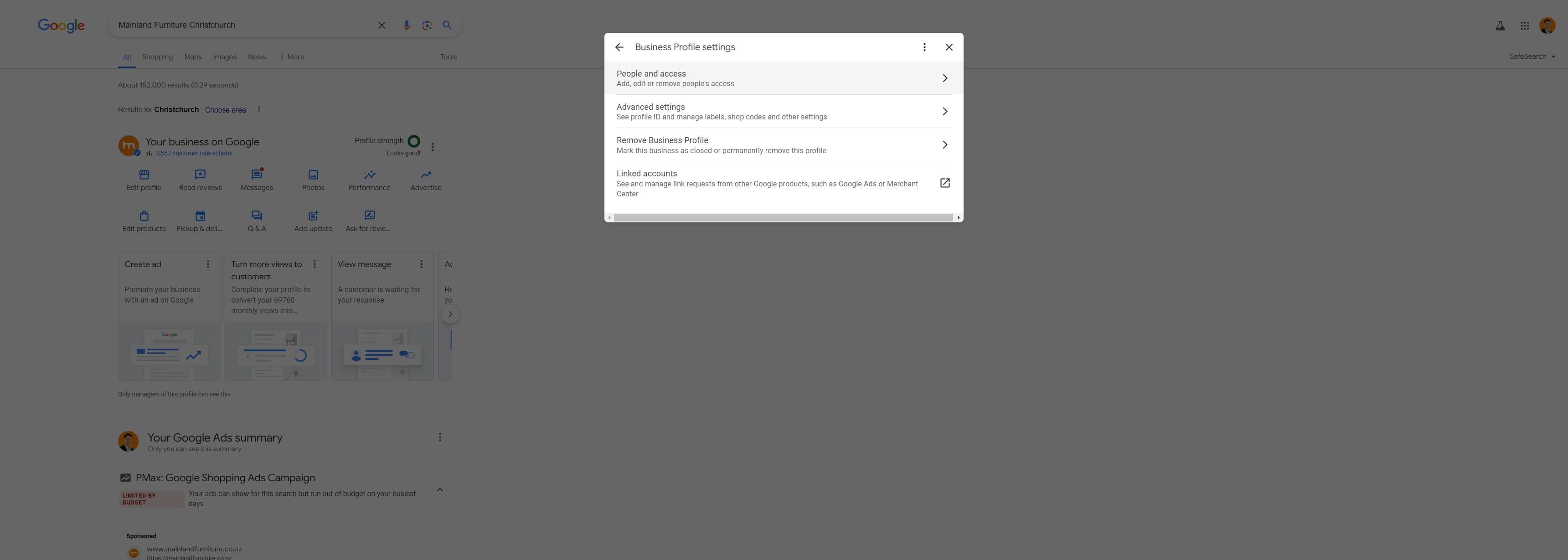 Click on "People and access"