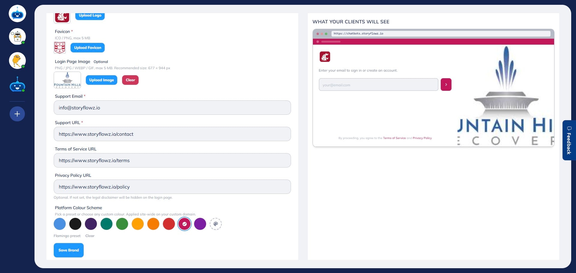 Select your preferred color scheme under **“Platform Color Scheme.”**\
*You can preview the changes instantly on the right-hand side.*