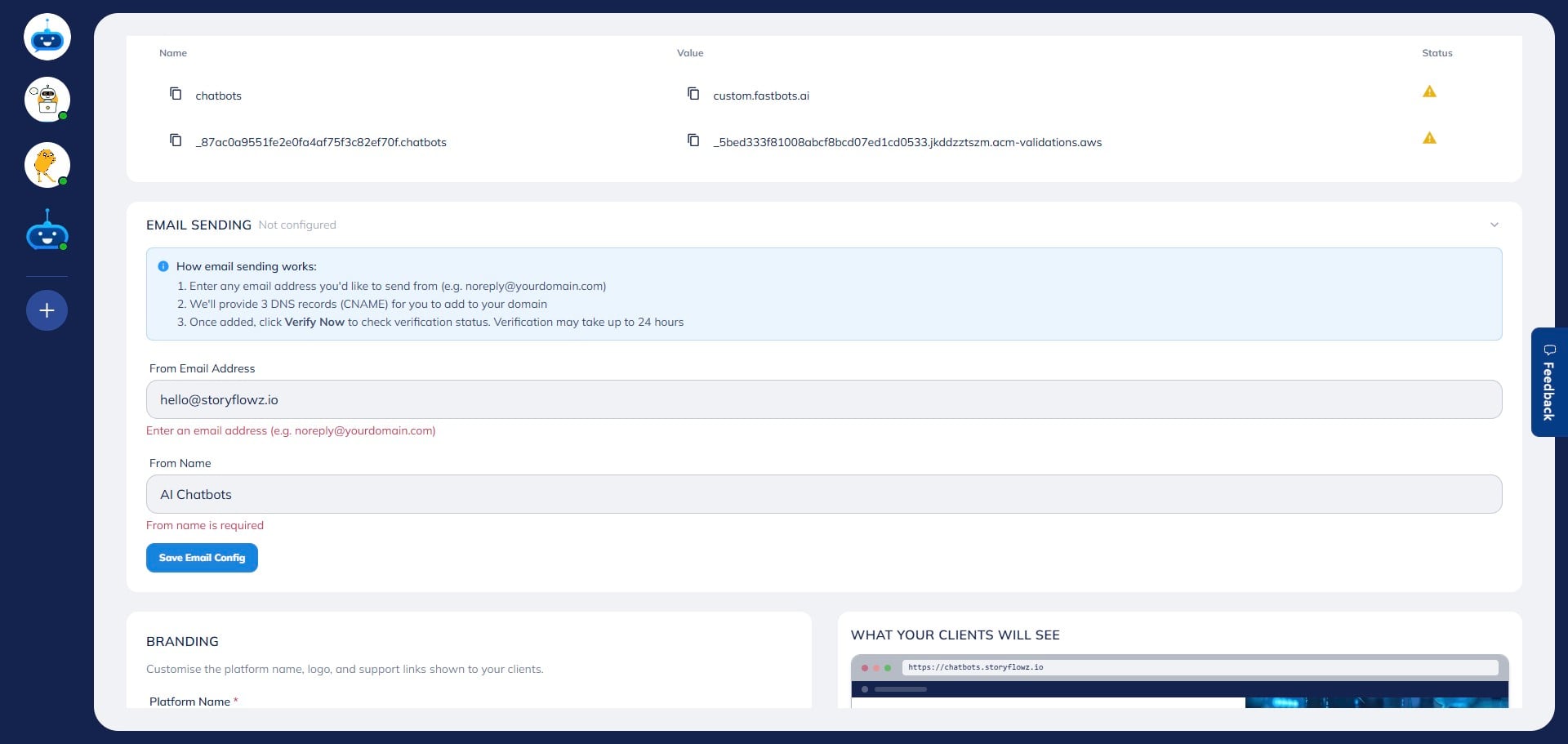 Click **“Save Email Config”** after entering the required details.