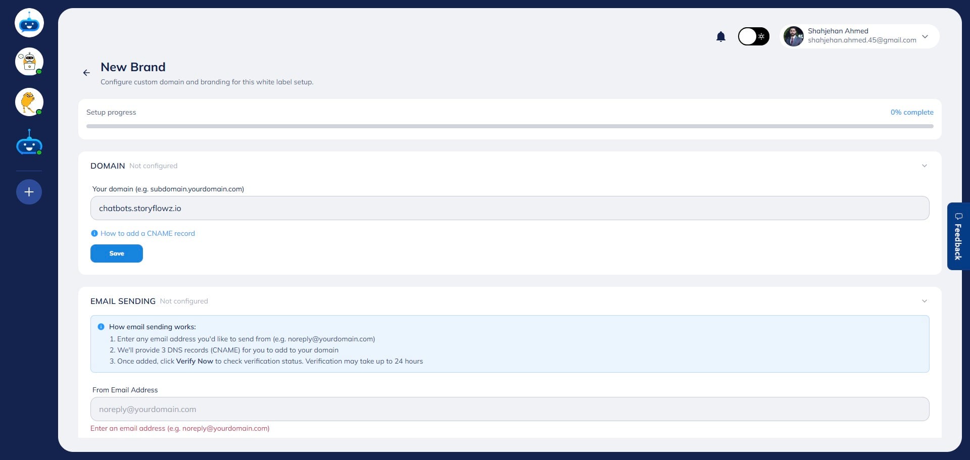 After entering your domain, click **“Save.”**