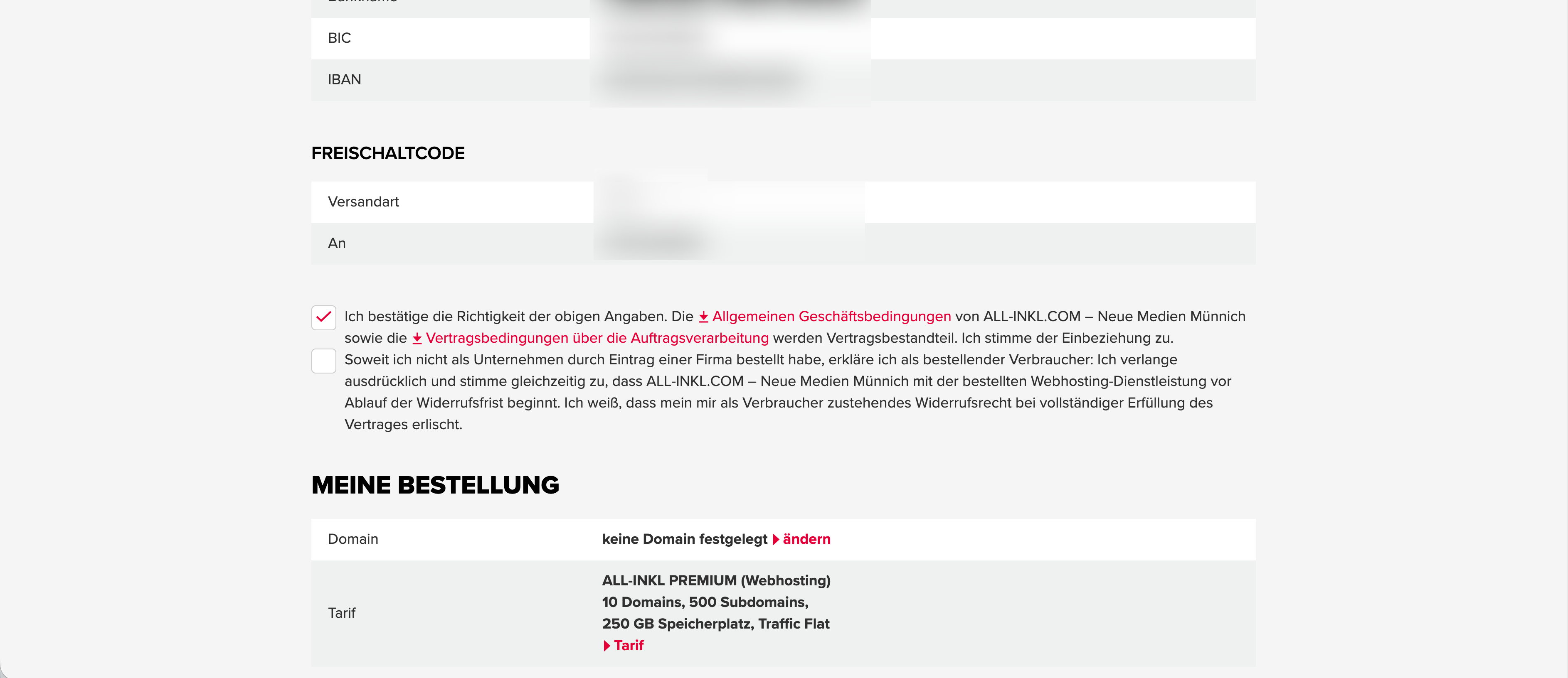 Aktiviere die Checkbox bei "**Ich bestätige die Richtigkeit...**"