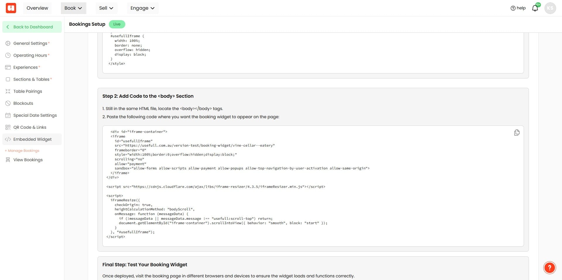 Click on "Step 2: Add Code to the <body> Section"