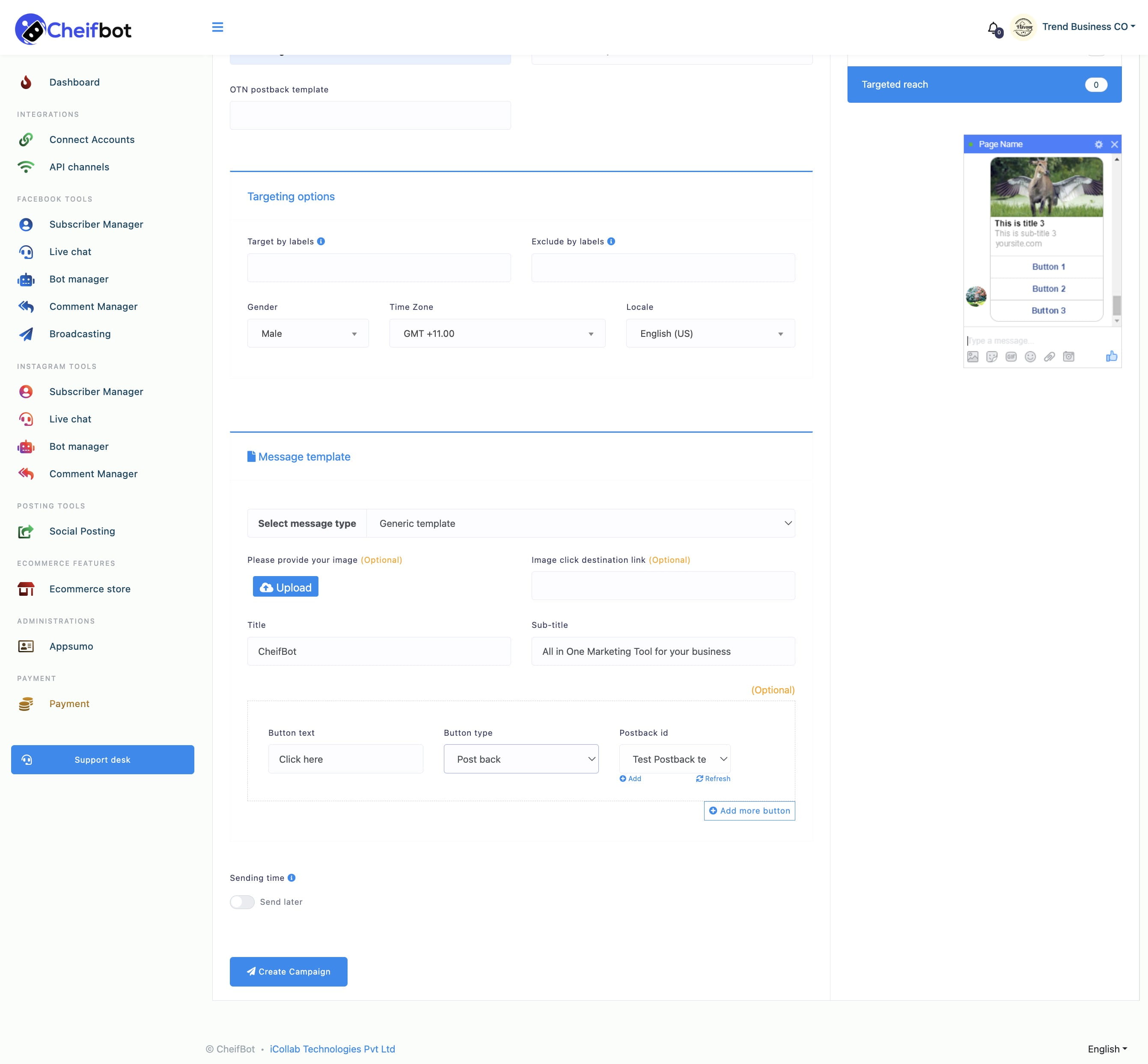 After that, you have to provide a title and a subtitle in the title and subtitle field. In the button text field, write a text for the button. Then you have to select a button type from the drop-down menu of the different button type. You already know about the different types of buttons.