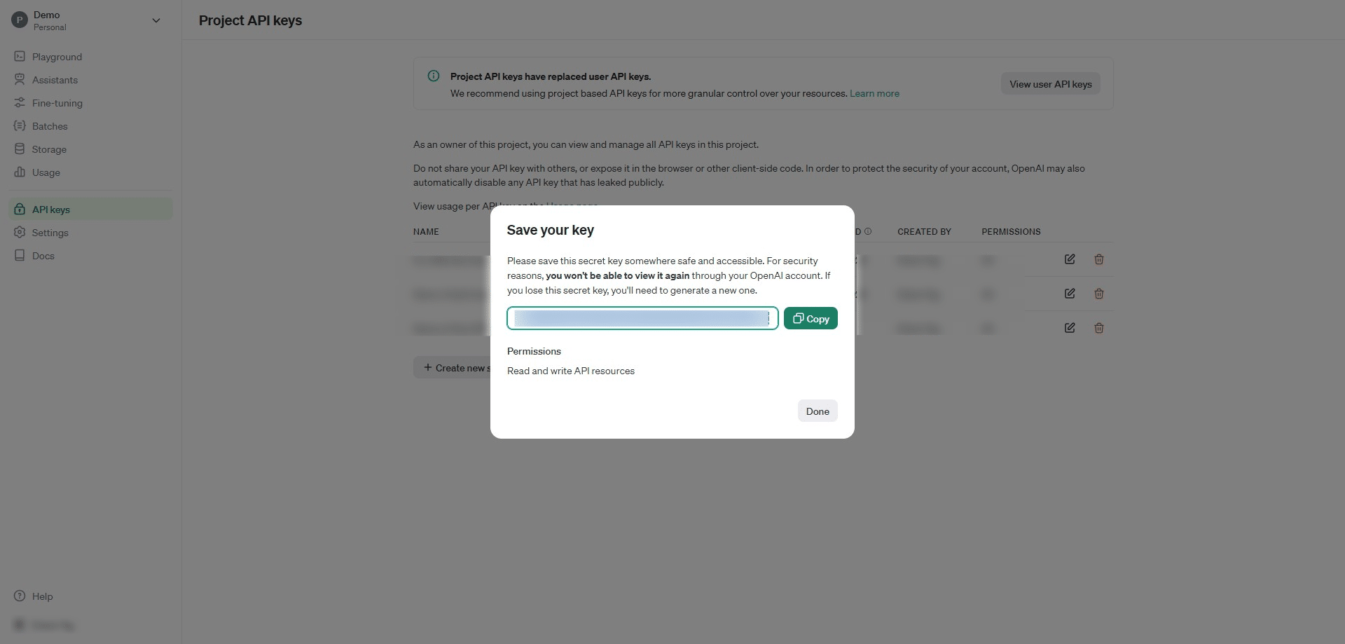 Click on "Copy" and "Done"