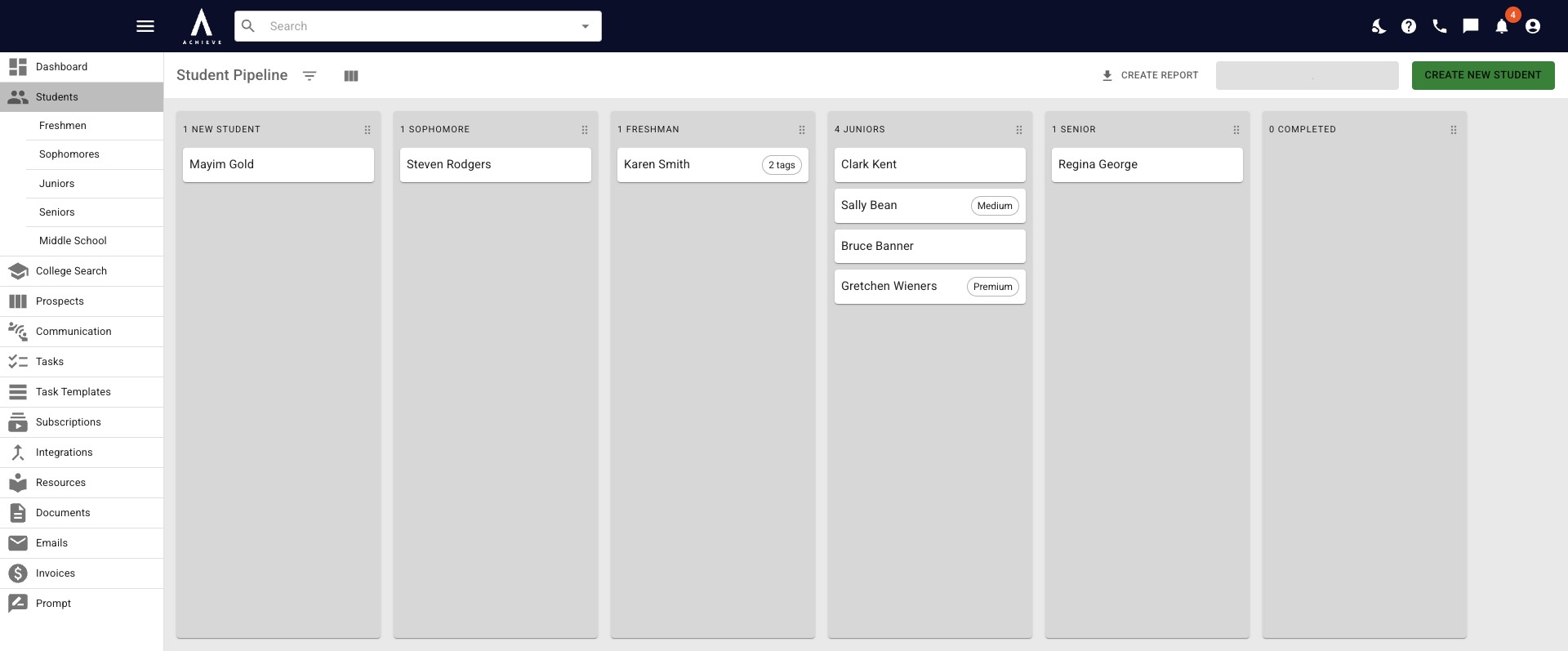 To create a new student, click on the **Create New Student** button. For more information on adding a new student, please visit the **Create a New Student** tutorial [here](<https://guidejar.com/guides/a8eff2d4-f8e4-43a9-80b4-642fef79c40d>). 