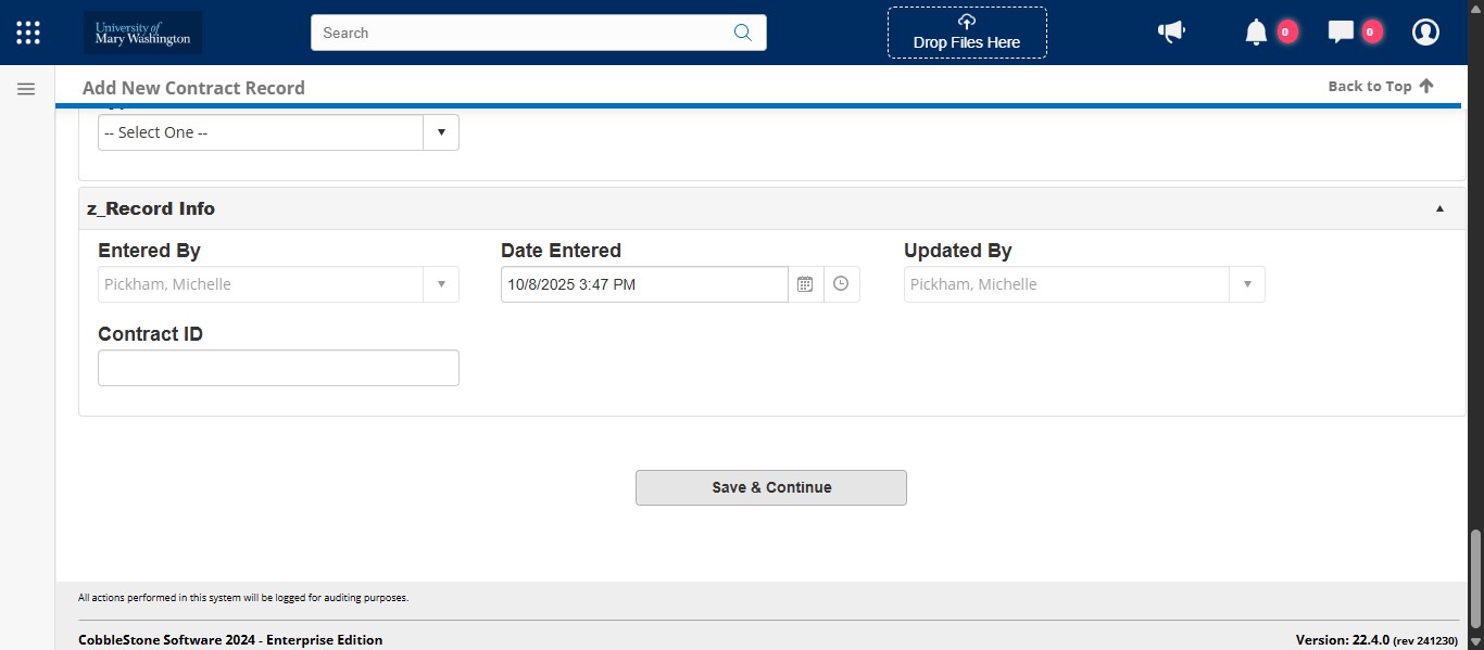 Click on "Save & Continue"