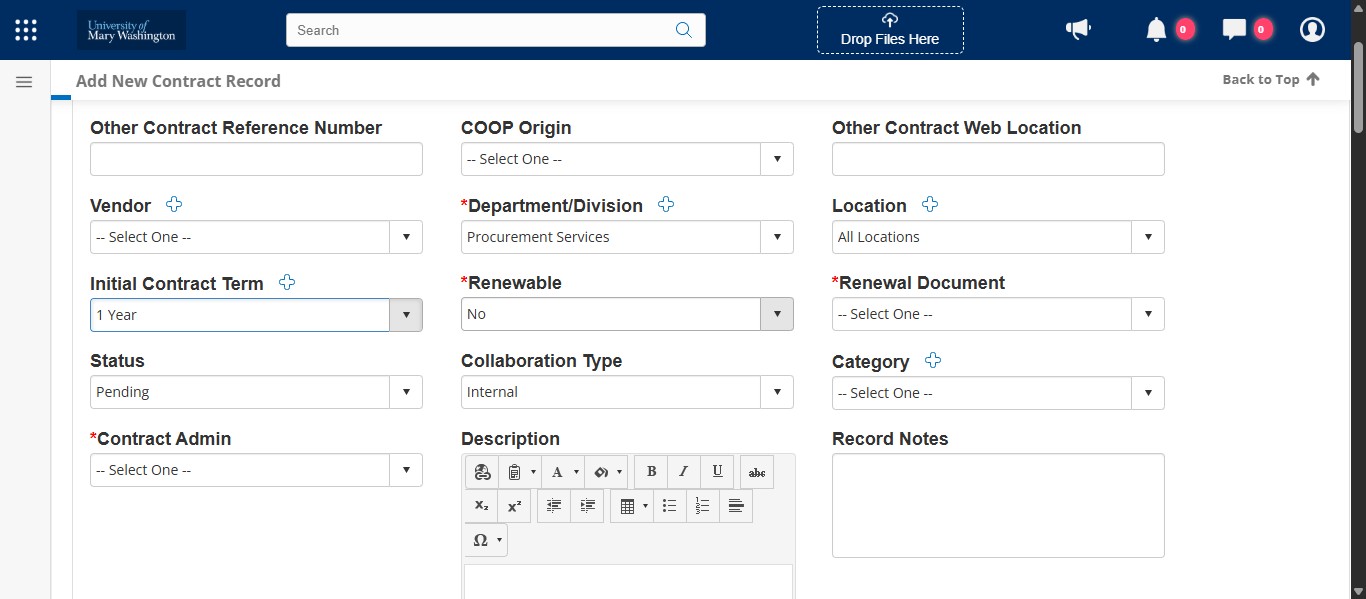 Select your intention to renew from the drop down. This field will default to No unless changed.