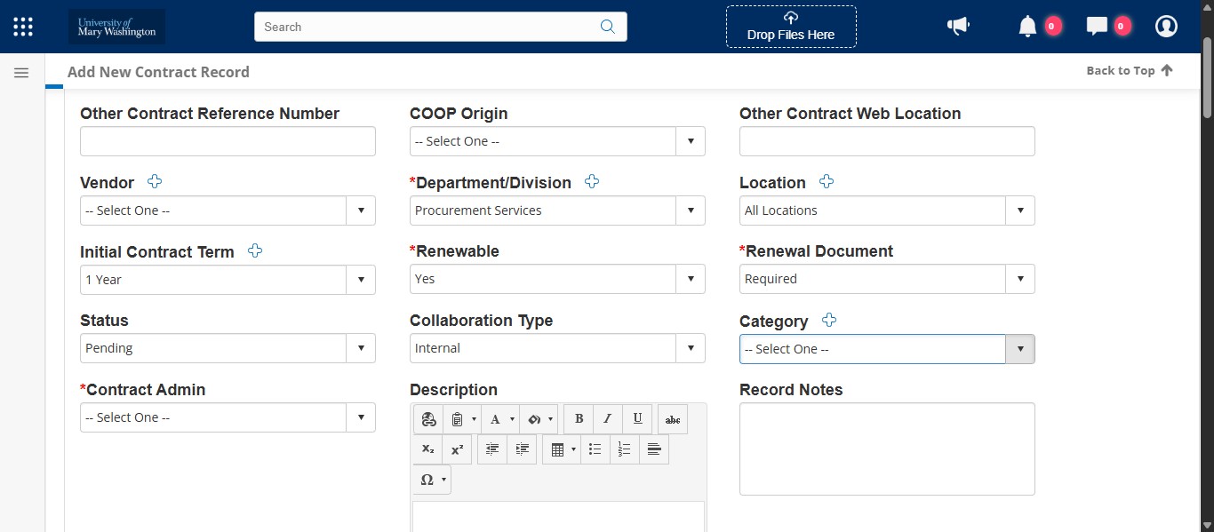 Select the Category that most closely relates to your project. These are directly related to the PO Categories you will select in eVA on your Sourcing Project and in eVA Requisitions. 