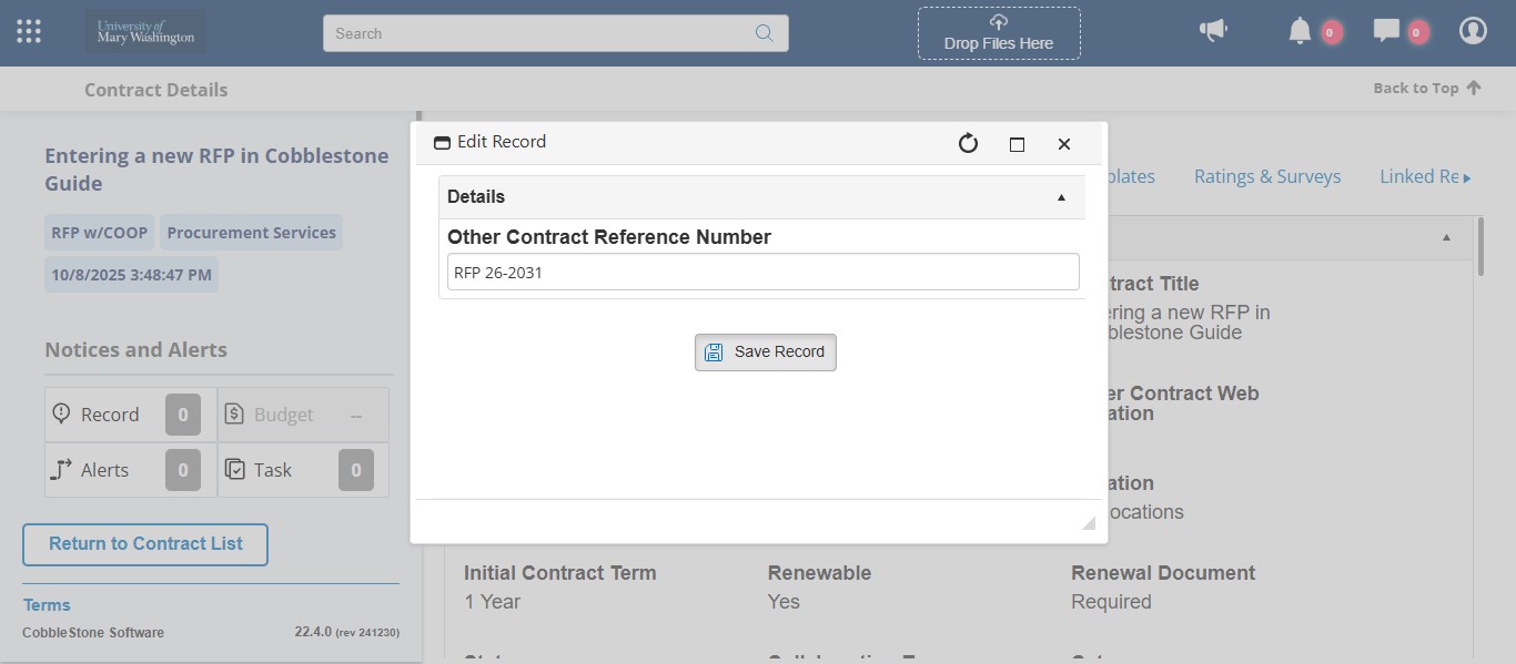 Click on "Save Record"