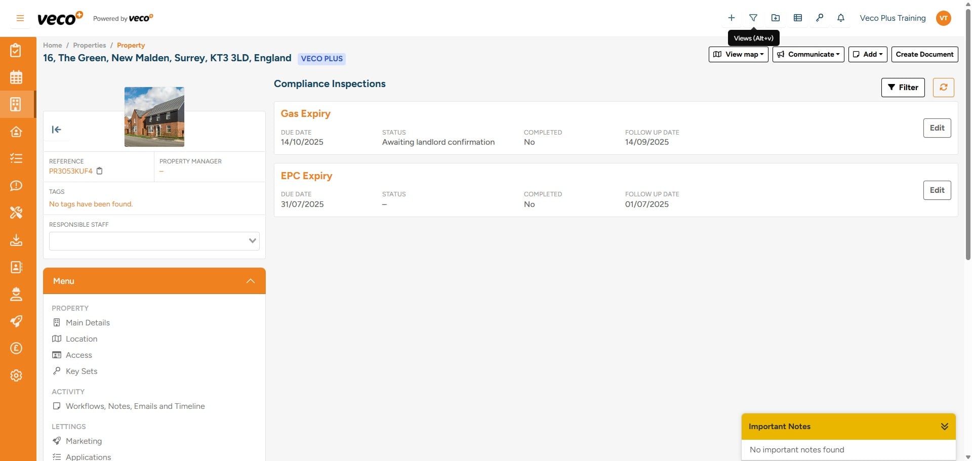 The compliance dates can also be viewed in a list format via the ‘Views’ symbol
