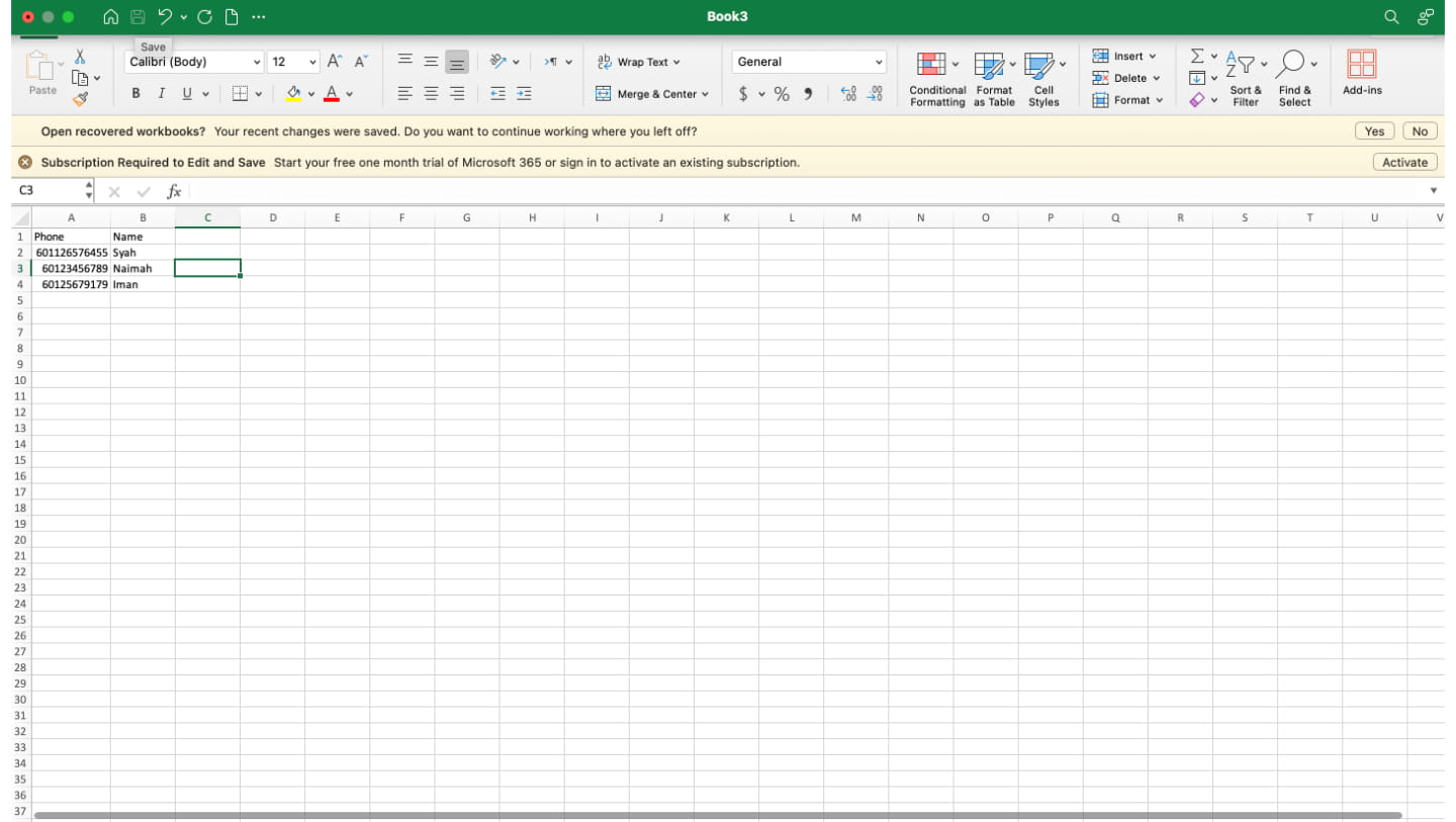 For Microsoft Excel user, simply save it. And it is ready to be uploaded