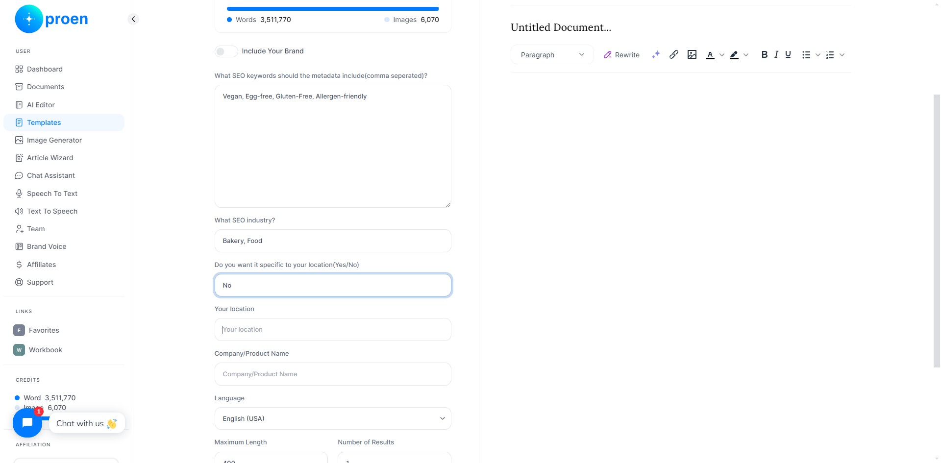 If you answered 'Yes' for the previous prompt, enter the location you want the SEO to focus on, otherwise type in "N/A"